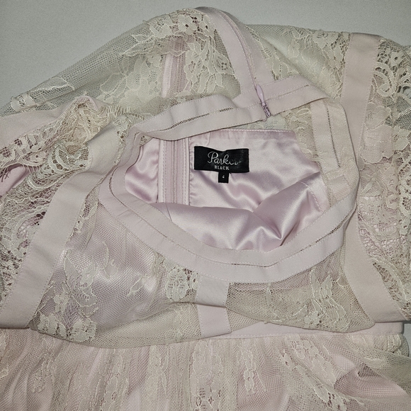 Parker Tesoro Dress LIght Pink Lace Midi Size 4 - Picture 7 of 7